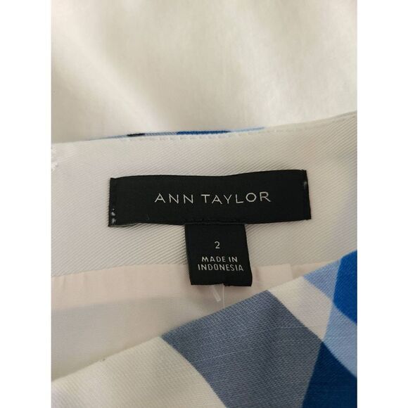 Ann Taylor Pencil Skirt Women's Size‎ 2 Multicolor Plaid Zipper Linen Blend - Picture 3 of 6